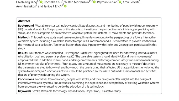 Perspectives of users for a future interactive wearable system for upper extremity rehabilitation following stroke: a qualitative study